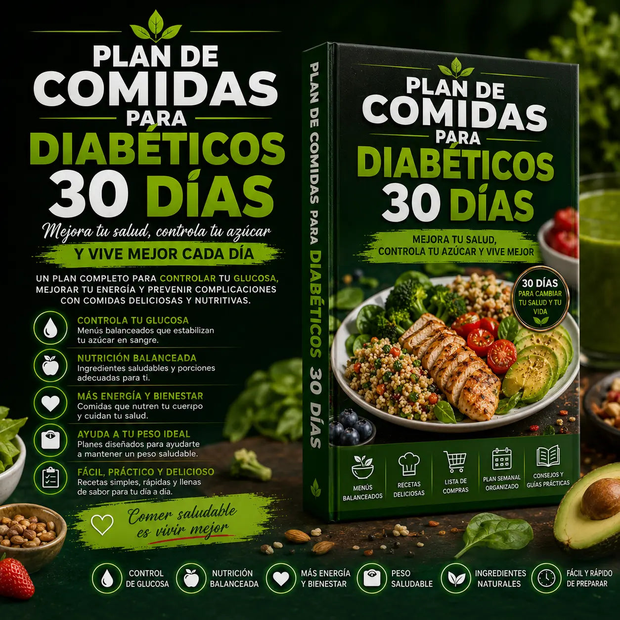 PLAN DE COMIDAS PARA DIABÉTICOS 30 DÍAS